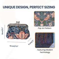 FRMP-STBL | WILLIAM MORRIS STRAWBERRY THIEF BLUE COIN CLASP FRAME PURSE WALLET