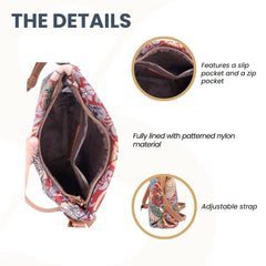 XB02-STRD | WILLIAM MORRIS STRAWBERRY THIEF RED CROSS BODY BAG PURSE HANDBAG