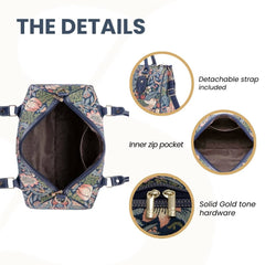 TRAV-STBL | WILLIAM MORRIS STRAWBERRY THIEF BLUE TRAVEL BAG WEEKEND GYM HOLDALL