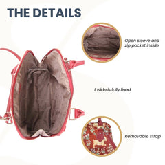 CONV-FORRD | Forest Life Red Top Handle Purse Handbag