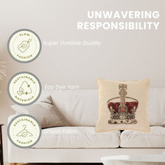 CCOV-PN-CRWWT | TAPESTRY CUSHION BAG - PANEL-CROWN WHITE PILLOWCASE/CUSHION COVER 18 X 18 INCH