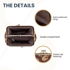 FRMP-JANE | JANE AUSTEN'S OAK COIN CLASP FRAME PURSE WALLET