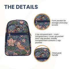 BKPK-STBL | William Morris Strawberry Thief Blue Backpack
