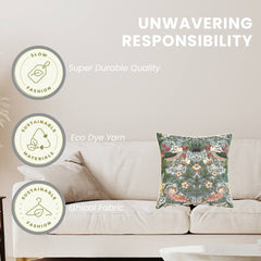CCOV-PN-STGR | WILLIAM MORRIS STRAWBERRY THIEF GREY - PANELLED PILLOWCASE/CUSHION COVER 18X18 INCH