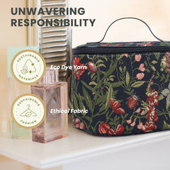 TOIL-MGDBK | MORNING GARDEN BLACK TOILETRY VANITY TRAVEL BAG