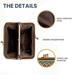 FRMP-AZT | AZTEC COIN CLASP FRAME PURSE WALLET