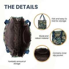 GUSS-ART-WM-TLBL | William Morris Tree of Life Blue Foldable Gusset Shopping Bag