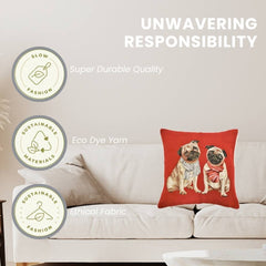 CCOV-PN-PUGRD | PANEL-PUG RED PILLOWCASE/CUSHION COVER 18X18 INCH