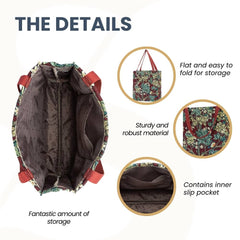 GUSS-ART-WM-TLRD | William Morris Tree of Life Red Foldable Gusset Shopping Bag