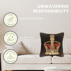 CCOV-PN-CRWBK | PANEL-CROWN BLACK PILLOWCASE/CUSHION COVER 18X18 INCH