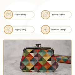 FRMP-MTRI | MULTICOLOR TRIANGLE COIN CLASP FRAME PURSE WALLET