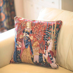 CCOV-ART-LU-SM | LADY AND UNICORN SENSE OF SMELL Pillowcase/CUSHION COVER | DECORATIVE DESIGN FASHION HOME PILLOW 18X18 INCH