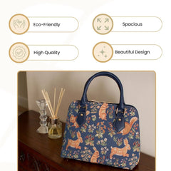 CONV-FORE | Forest Life Blue Top Handle Purse Handbag