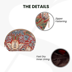 COSM-STRD | William Morris Strawberry Thief Red Cosmetic Make Up Bag