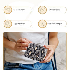 FRMP-LUXOR | BLACK AND WHITE LUXOR COIN CLASP FRAME PURSE WALLET