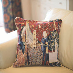 CCOV-ART-LU-HE | LADY AND UNICORN SENSE OF HEARING Pillowcase/CUSHION COVER | DECORATIVE DESIGN FASHION HOME PILLOW 18X18 INCH