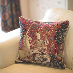 CCOV-ART-LU-SI | LADY AND UNICORN SENSE OF SIGHT Pillowcase/CUSHION COVER | DECORATIVE DESIGN FASHION HOME PILLOW 18X18 INCH