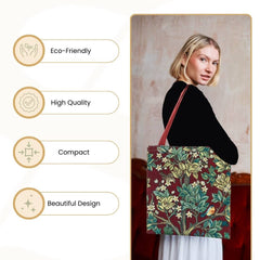GUSS-ART-WM-TLRD | William Morris Tree of Life Red Foldable Gusset Shopping Bag