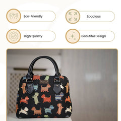 CONV-PUPPY | PLAYFUL PUPPY CONVERTIBLE TOP HANDLE PURSE HANDBAG