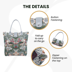 FOLD-STGR | STRAWBERRY THIEF GREY FOLDING BAG