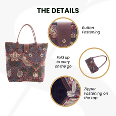 FOLD-STRD | STRAWBERRY THIEF RED FOLDING BAG