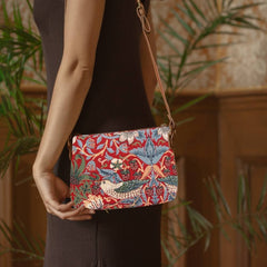 XB02-STRD | WILLIAM MORRIS STRAWBERRY THIEF RED CROSS BODY BAG PURSE HANDBAG