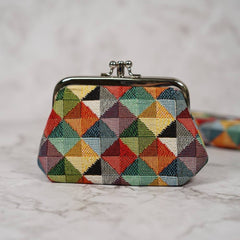 FRMP-MTRI | MULTICOLOR TRIANGLE COIN CLASP FRAME PURSE WALLET