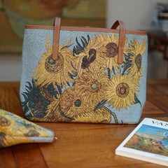 COLL-ART-VG-SUNF | Van Gogh Sunflowers College/Shoulder Tote Bag