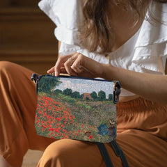 XB02-ART-CM-POPFL | CLAUDE MONET POPPY FIELD CROSS BODY BAG PURSE HANDBAG