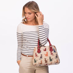 CONV-CHEKY | Cheeky Cat Convertible Top Handle Purse Handbag