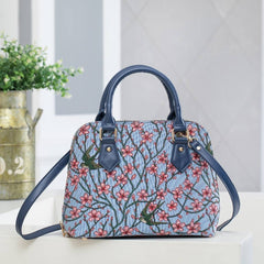 CONV-BLOS | Almond Blossom And Swallow Convertible Top Handle Purse Handbag