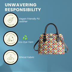 CONV-MTRI | Multicolor Triangle Convertible Top Handle Purse Handbag