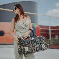 BHOLD-MGDBK | Morning Garden Black Big Holdall/Duffel Bag