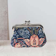 FRMP-STBL | WILLIAM MORRIS STRAWBERRY THIEF BLUE COIN CLASP FRAME PURSE WALLET