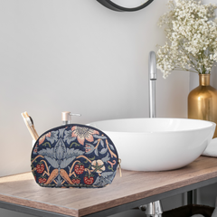 COSM-STBL | William Morris Strawberry Thief Blue Cosmetic Make Up Bag