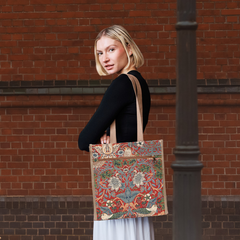 SHOP-STRD | WILLIAM MORRIS STRAWBERRY THIEF RED SHOPPER BAG