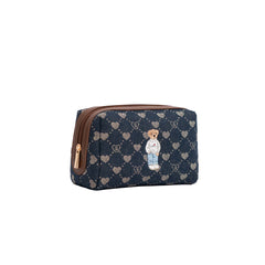 BEAUTY-BLV-DENIM | Toiletry Bag in Denim Monogram with Teddy Bear