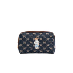 BEAUTY-BLV-DENIM | Toiletry Bag in Denim Monogram with Teddy Bear
