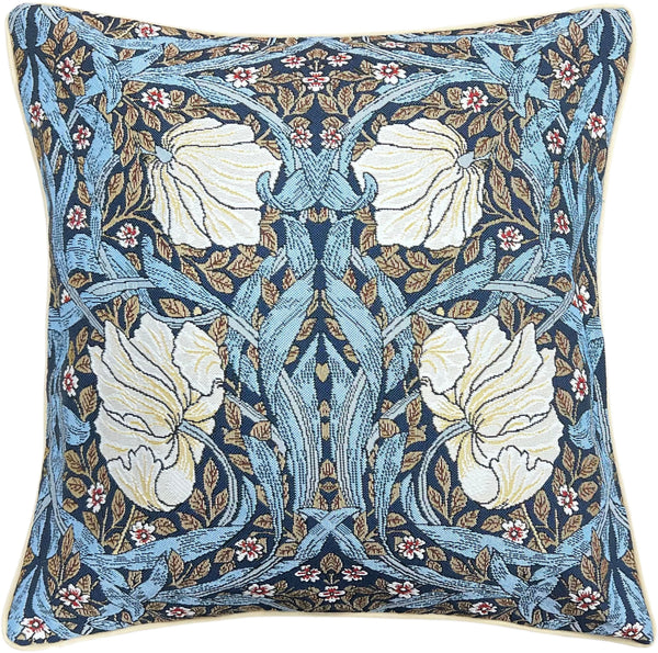 CCOV-PN-PIMPERNEL-BL | WILLIAM MORRIS PIMPERNEL AND THYME BLUE- PANELLED PILLOWCASE/CUSHION COVER 18X18 INCH