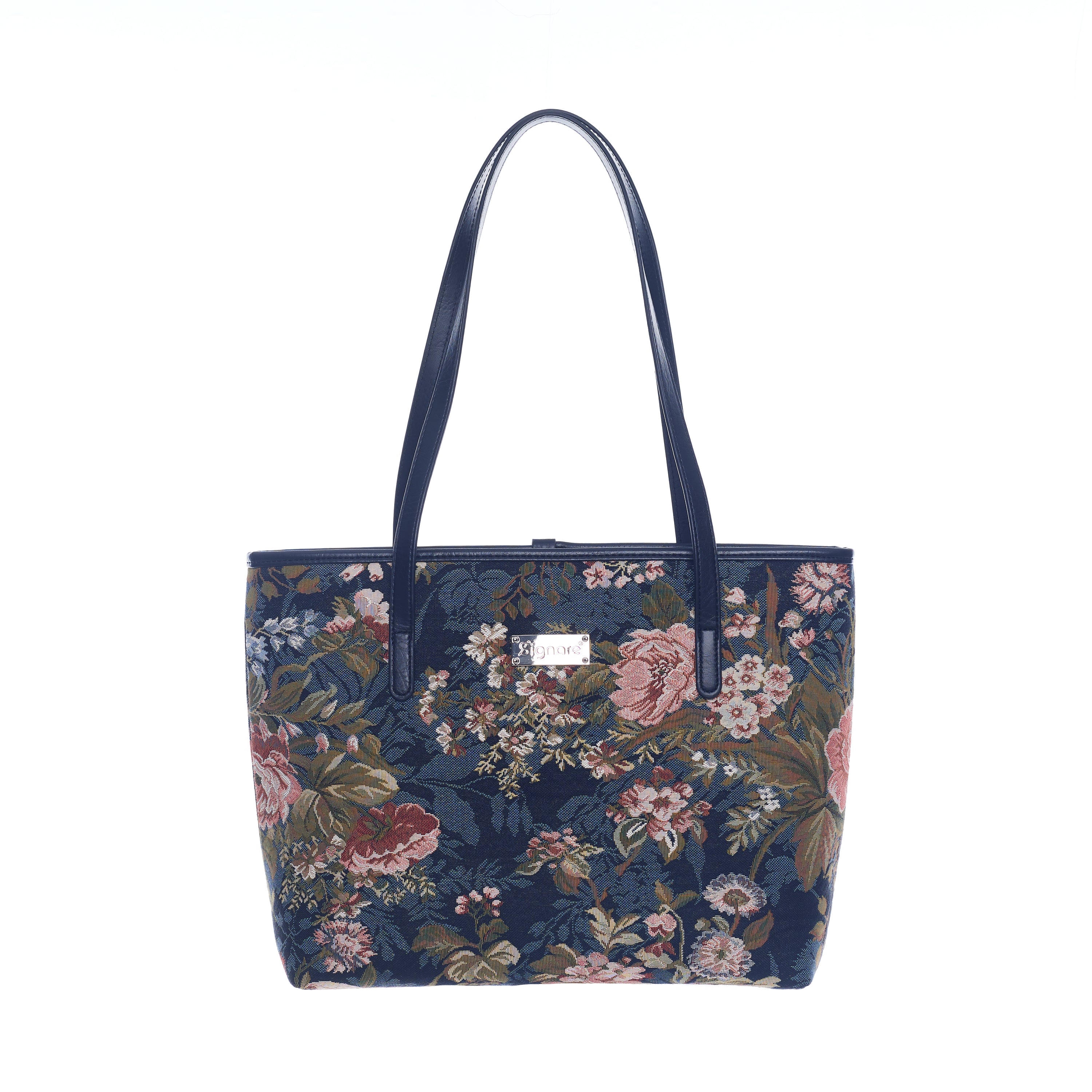 Sac Tote Bandoulière SIGNARE En Toile Tissée – Design William Morris, Poche Intérieure Zippée, Idéal Travail & Voyage