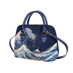 CONV-BM-WAVE | The British Museum - Great Wave off Kanagawa Convertible Top Handle Purse Handbag