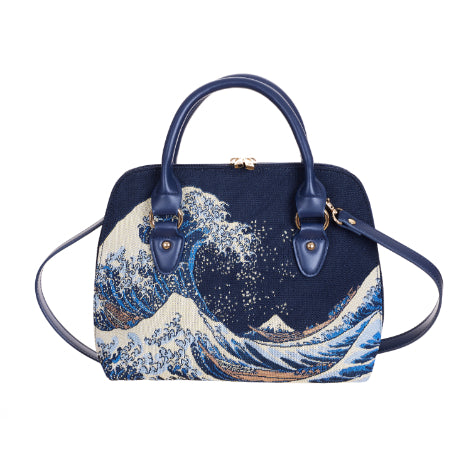 CONV-BM-WAVE | The British Museum - Great Wave off Kanagawa Convertible Top Handle Purse Handbag