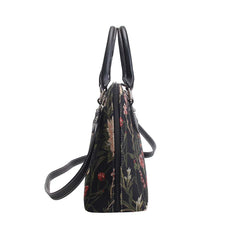 CONV-MGDBK | Morning Garden Black Convertible Top Handle Purse Handbag
