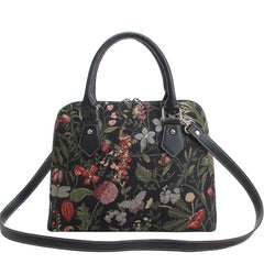 CONV-MGDBK | Morning Garden Black Convertible Top Handle Purse Handbag