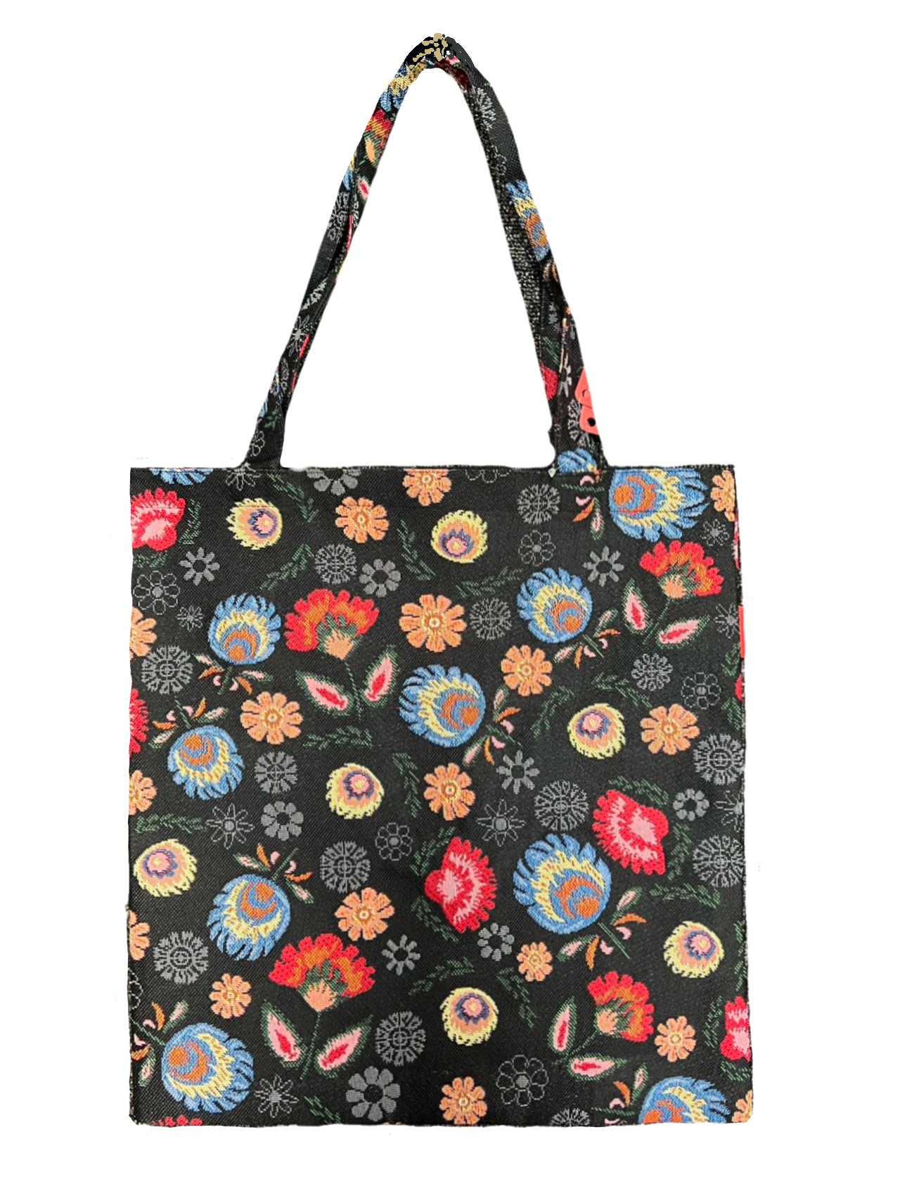 FLAT-FOLKFBK | Polish Folk Art Flower Black FLAT BAG