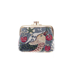 FRMP-STGR | Strawberry Thief Grey Coin Clasp Frame Purse