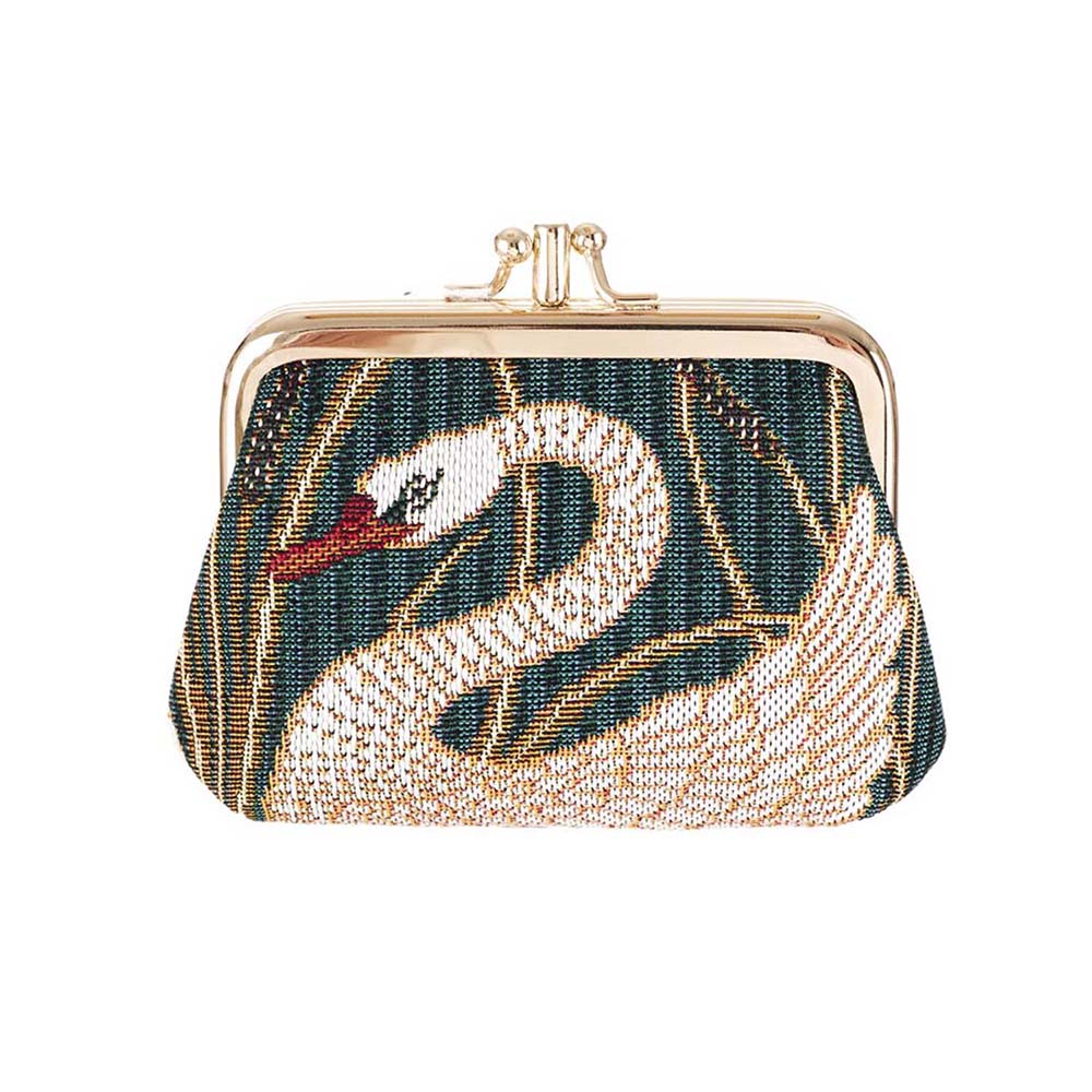 FRMP-SWAN | Swan  Rush and Iris Coin Clasp Frame Purse