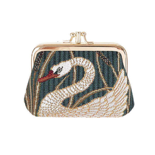 FRMP-SWAN | Swan  Rush and Iris Coin Clasp Frame Purse