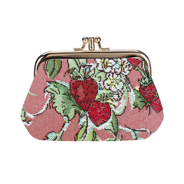 FRMP-WLSTRW | Wild Strawberry Coin Clasp Frame Purse Wallet