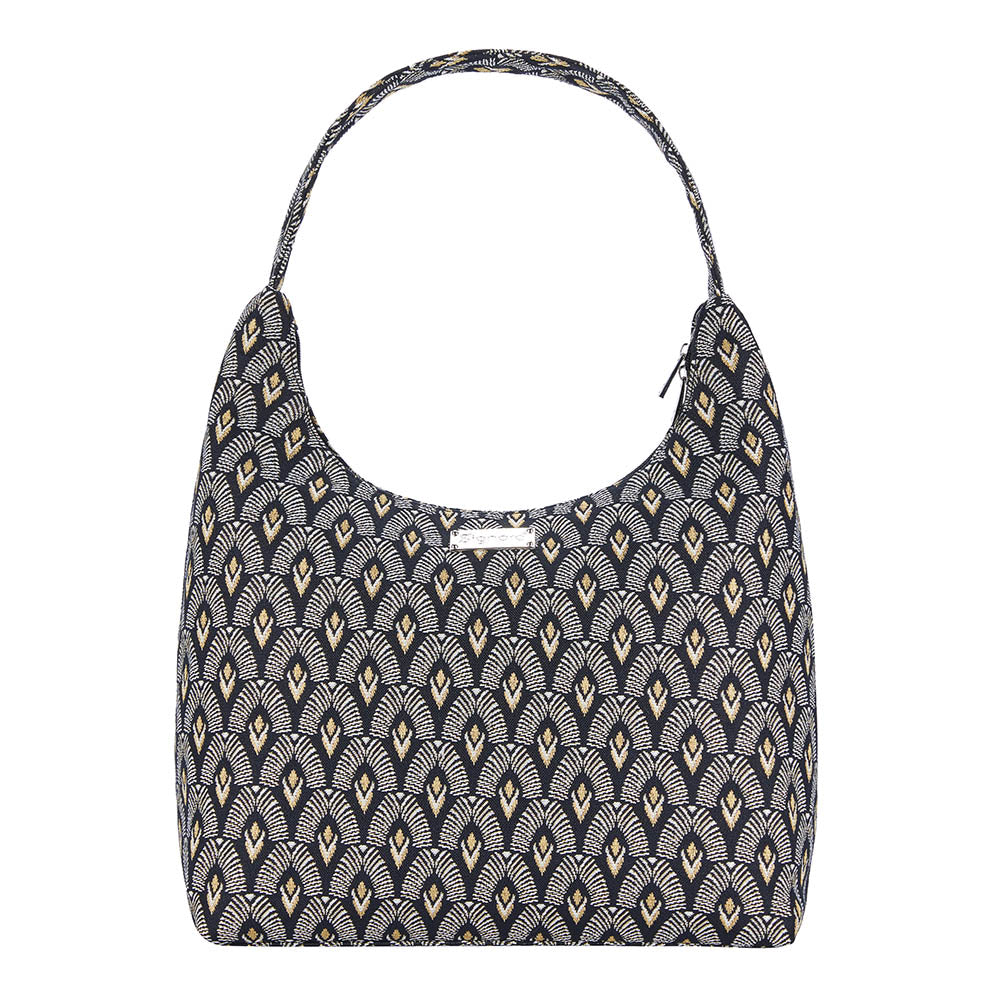 HOBO-LUXOR | BLACK AND WHITE LUXOR HOBO HANDBAG SHOULDER BAG